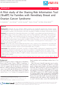 Cover page: A Pilot study of the Sharing Risk Information Tool (ShaRIT) for Families with Hereditary Breast and Ovarian Cancer Syndrome