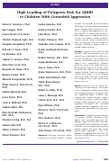 Cover page: High Loading of Polygenic Risk for ADHD in Children With Comorbid Aggression