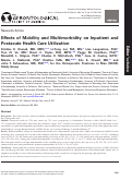 Cover page: Effects of Mobility and Multimorbidity on Inpatient and Postacute Health Care Utilization.