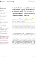 Cover page: A multi-faceted approach to sex and gender equity in solid organ transplantation: The Women in Transplantation Initiative of The Transplantation Society.
