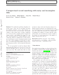 Cover page: Unsupervised record matching with noisy and incomplete data