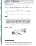 Cover page: Characterization of Collagen Type I and II Blended Hydrogels for Articular Cartilage Tissue Engineering