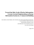 Cover page: Toward the Holy Grail of Perfect Information: Lessons Learned Implementing an Energy Information System in a Commercial Building