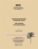 Cover page of Representing World Politics: The Sport/War Intertext with a Postscript on the Nuclear Question, Working Paper No. 9, First Annual Conference on Discourse, Peace, Security, and International Society