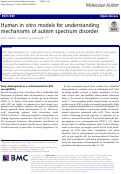 Cover page: Human in vitro models for understanding mechanisms of autism spectrum disorder