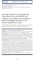 Cover page: Association between Continuity and Team‐Based Care and Health Care Utilization: An Observational Study of Medicare‐Eligible Veterans in VA Patient Aligned Care Team