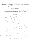 Cover page: Accurate Real-time CNC Curve Interpolators Based Upon Richardson Extrapolation