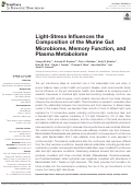 Cover page: Light-Stress Influences the Composition of the Murine Gut Microbiome, Memory Function, and Plasma Metabolome