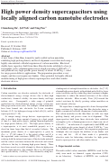 Cover page: High power density supercapacitors using locally aligned carbon nanotube electrodes