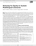 Cover page: Noticing for Equity to Sustain Multilingual Literacies