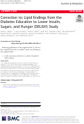 Cover page: Correction to: Lipid findings from the Diabetes Education to Lower Insulin, Sugars, and Hunger (DELISH) Study.