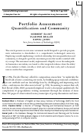 Cover page: Portfolio Assessment: Quantification and Community