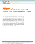Cover page of Agricultural pesticide use and adverse birth outcomes in the San Joaquin Valley of California
