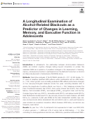 Cover page: A Longitudinal Examination of Alcohol-Related Blackouts as a Predictor of Changes in Learning, Memory, and Executive Function in Adolescents