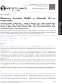 Cover page: Measuring Cognitive Health in Ethnically Diverse Older Adults