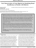 Cover page: Test Characteristics of Urine Dipstick for Identifying Renal Insufficiency in Patients with Diabetes