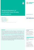 Cover page: Temporal Dynamics of Uncertainty Cause Anxiety and Avoidance