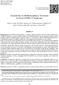 Cover page: Acupuncture in Multidisciplinary Treatment for Post-COVID-19 Syndrome.