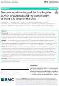 Cover page: Genomic epidemiology of the Los Angeles COVID-19 outbreak and the early history of the B.1.43 strain in the USA.