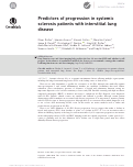 Cover page: Predictors of progression in systemic sclerosis patients with interstitial lung disease.