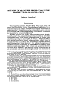 Cover page: The Role of Apartheid Legislation in the Property Law of South Africa