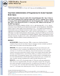 Cover page: Very early administration of progesterone for acute traumatic brain injury.