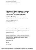 Cover page: Video-Based Vehicle Signature Analysis and Tracking Phase 1: Verification of Concept Preliminary Testing