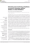 Cover page: Detecting and monitoring arrhythmia recurrence following catheter ablation of atrial fibrillation