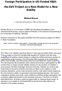 Cover page: Foreign Participation in US-Funded R&amp;D: the EUV Project as a New Model for a New Reality.