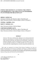 Cover page: Ethnic disparities in accessing treatment for depression and substance use disorders in an integrated health plan.