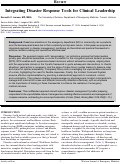 Cover page: Integrating Disaster Response Tools for Clinical Leadership