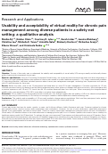 Cover page: Usability and acceptability of virtual reality for chronic pain management among diverse patients in a safety-net setting: a qualitative analysis.