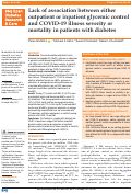 Cover page: Lack of association between either outpatient or inpatient glycemic control and COVID-19 illness severity or mortality in patients with diabetes