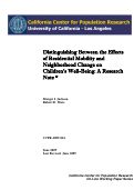 Cover page of Distinguishing Between the Effects of Residential Mobility and Neighborhood Change on Children's Well-Being: A Research Note*