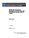 Cover page: Mathematics Instruction in Kindergarten and First Grade in the United States at the Start of the 21st Century