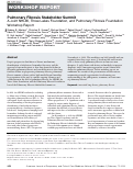 Cover page: Pulmonary Fibrosis Stakeholder Summit: A Joint NHLBI, Three Lakes Foundation, and Pulmonary Fibrosis Foundation Workshop Report.