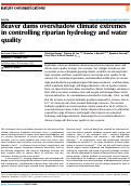 Cover page: Beaver dams overshadow climate extremes in controlling riparian hydrology and water quality