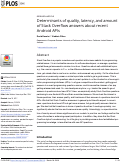 Cover page: Determinants of quality, latency, and amount of Stack Overflow answers about recent Android APIs