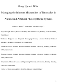 Cover page: Hurry Up and Wait: Managing the Inherent Mismatches in Time Scales in Natural and Artificial Photosynthetic Systems