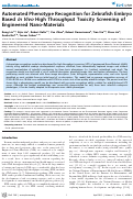 Cover page: Automated Phenotype Recognition for Zebrafish Embryo Based In Vivo High Throughput Toxicity Screening of Engineered Nano-Materials