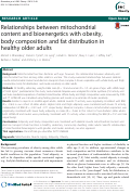 Cover page: Relationships between mitochondrial content and bioenergetics with obesity, body composition and fat distribution in healthy older adults