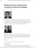 Cover page: Broadcasting Science Writing: Media Translations in Liberal Arts Pedagogy