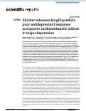 Cover page: Shorter telomere length predicts poor antidepressant response and poorer cardiometabolic indices in major depression