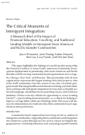 Cover page: The Critical Moments of Immigrant Integration: A Research Brief of the Impact of Financial Education, Coaching, and Traditional Lending Models for Increasing Financial Capability
