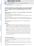 Cover page: Providers’ definitions of quality and barriers to providing quality care: a qualitative study in rural Mpumalanga Province, South Africa