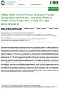 Cover page: Differential sensitivity to warming and hypoxia during development and long-term effects of developmental exposure in early life stage Chinook salmon