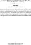 Cover page: Are all Framing Effects Created Equal? Relationships between Risky ChoiceFraming, Metaphor Framing, and Language