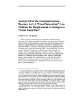 Cover page: Section 230 of the Communications Decency Act: A "Good Samaritan" Law Without the Requirement of Acting as a "Good Samaritan"