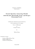 Cover page: Neural Question Answering Models with Broader Knowledge Scope and Deeper Reasoning Power