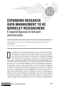 Cover page: Expanding research data management to UC Berkeley researchers: a targeted approach to outreach and instruction